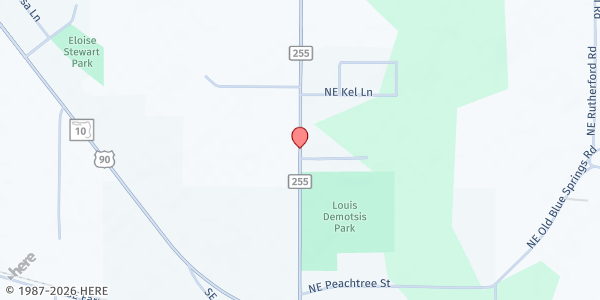 Map showing Lee Methodist at 292 SE CR255, Lee, FL