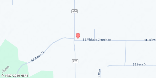 Map showing Midway Church of God at 2485 SE Midway Church Rd, Lee, FL