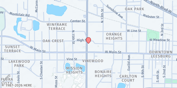 Map showing Christian Care Center/Benevolence at 118 North 14th Street, Leesburg, FL