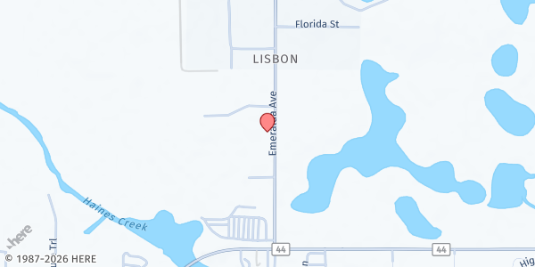 Map showing Northlake Church of Christ at 36303 Emeralda Ave., Leesburg, FL