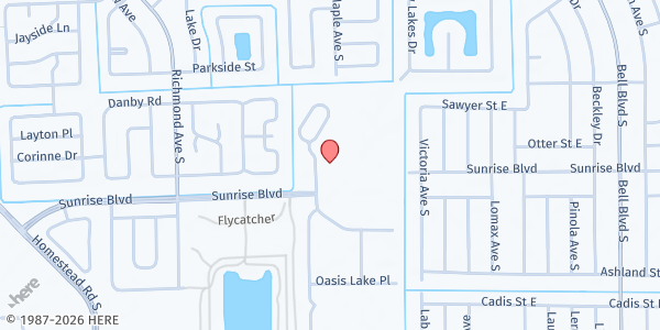 Map showing Amanecer Elementary at 641 Sunrise Blvd, Lehigh Acres, FL
