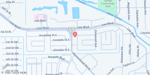 Map showing CHRIST at the CROSSROADS at 1430 Homestead Rd. N., Lehigh Acres, FL