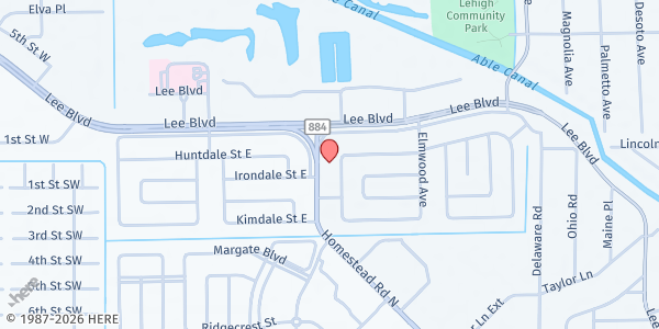 Map showing Christ United Methodist Church at 1430 Homestead Rd. N., Lehigh Acres, FL