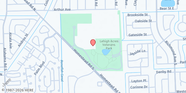 Map showing COMMUNITY COOPERATIVE - VETERANS PARK LEHIGH ACRES at 55 HOMESTEAD RD S, LEHIGH ACRES, FL