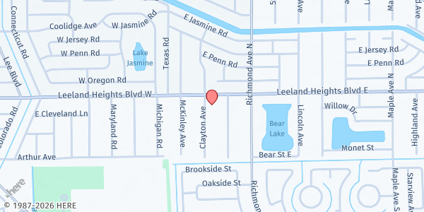 Map showing First Community Congregational Church at 200 E. Leeland Heights Blvd., Lehigh Acres, FL