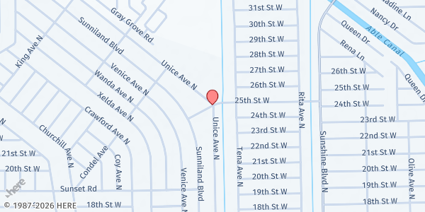 Map showing Harns Marsh Elementary at 1800 Unice Avenue N, Lehigh Acres, FL