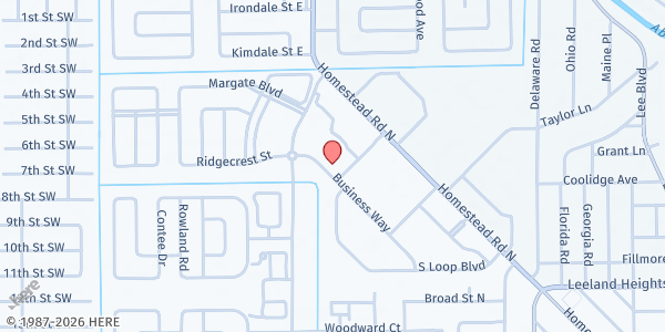 Map showing LEHIGH COMMUNITY SERVICES at 201 Plaza Dr., Lehigh Acres, FL