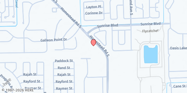 Map showing Lehigh SDA Church at 190 S. Homestead Rd, Lehigh Acres, FL