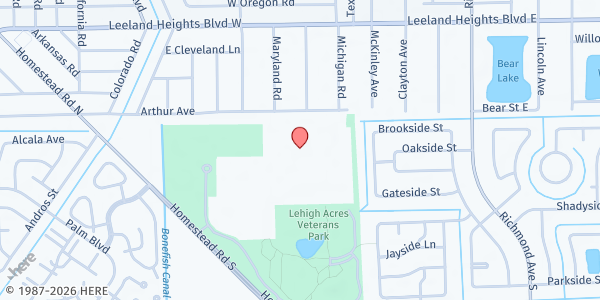 Map showing Lemuel Teal Middle School at 104 Arthur Ave., Lehigh Acres, FL
