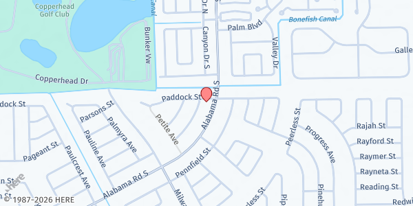 Map showing New Beginnings Ministries at 505 Alabama Rd. S., Lehigh Acres, FL