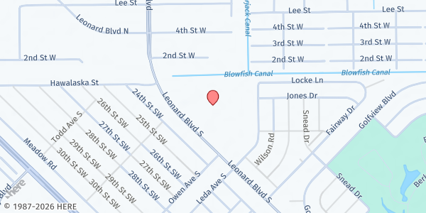 Map showing NEW LIFE ASSEMBLY OF GOD PANTRY at 5146 Leonard Blvd. S., Lehigh Acres, FL