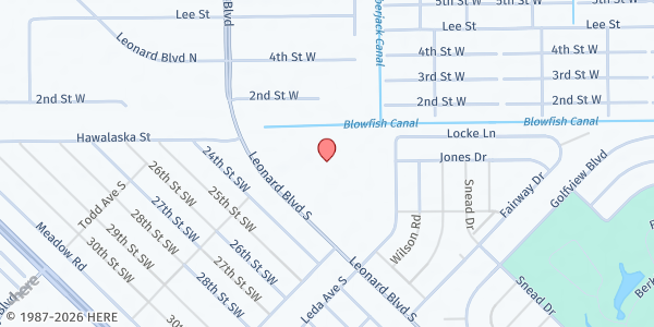 Map showing New Life Lehigh Assembly of God Pantry at 5146 Leonard Blvd. S., Lehigh Acres, FL