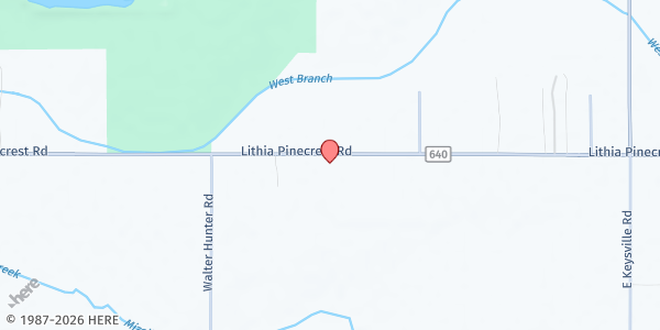 Map showing Keysville Assembly of God at 10308 Lithia Pinecrest Rd., Lithia, FL