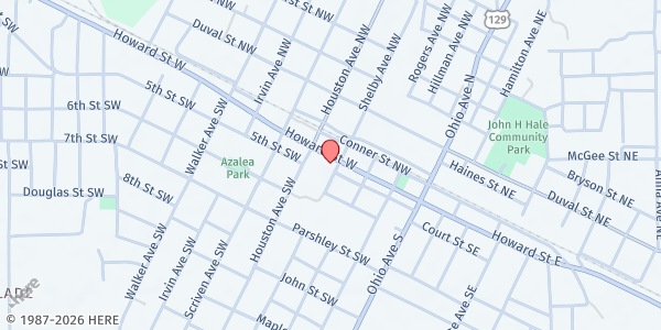 Map showing First Baptist Church at 401 W Howard Street, Live Oak, FL