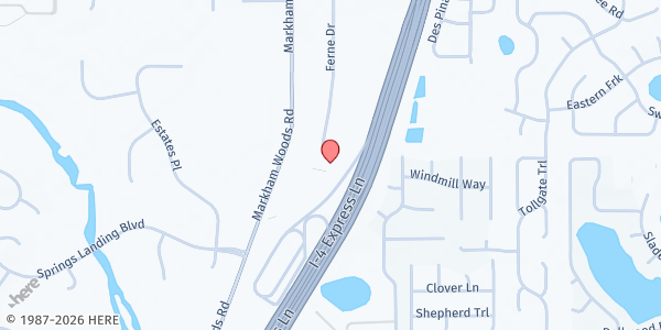 Map showing Church On The Living Edge at 555 Markham Woods Road, Longwood, FL