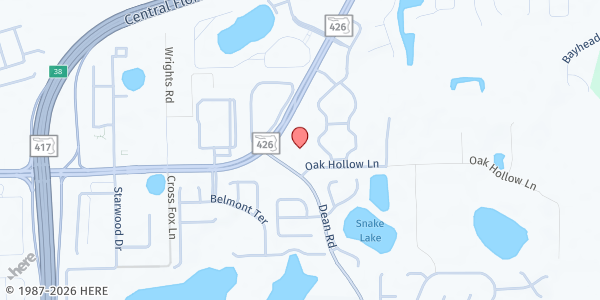 Map showing East Coast Believers Church at 3053 West State Rd 426, Longwood, FL