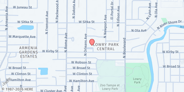 Map showing Christian Assembly at 7809 North Orleans Avenue, Lowry Park Central, FL