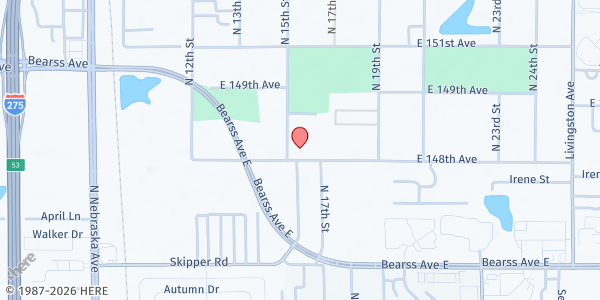 Map showing Heritage Christian Community Baptist at 14801 N 15th St, Lutz, FL