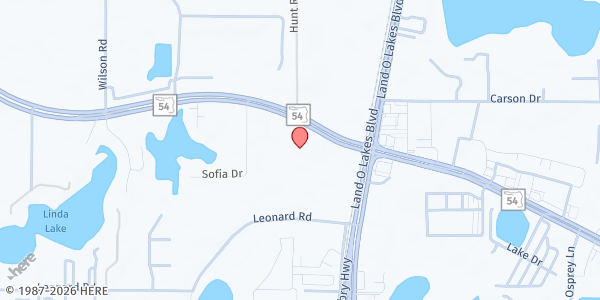 Map showing Keystone Community Church - Second Serving at 21010 Florida 54, Lutz, FL