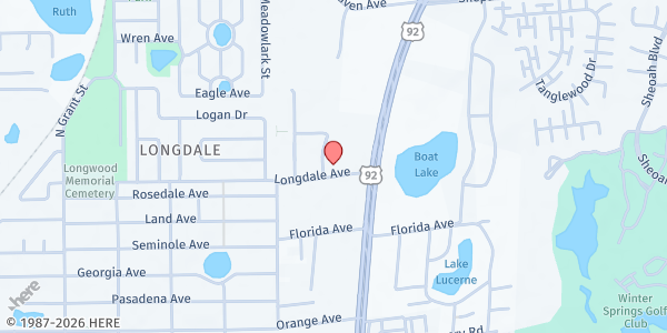 Map showing Iglesia Misionera Roca Inconmovible at 941 Longdale Avenue, Maitland, FL