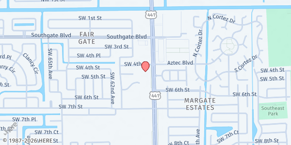 Map showing Pent Gospel Temple at 441 South State Road 7, Margate, FL