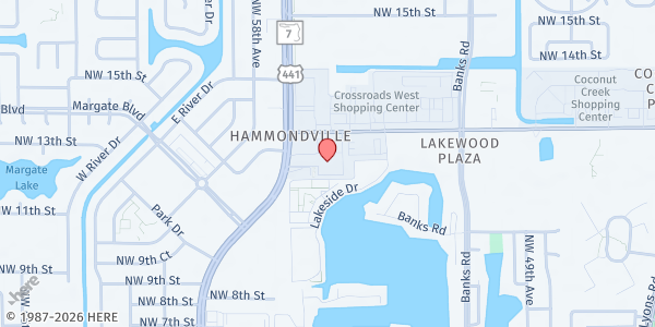 Map showing Vine Church FL at 5000 Coconut Creek Pkwy. B, Margate, FL