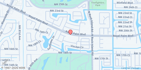 Map showing Women on a Mission Outreach at 7438 Royal Palm Blvd., Margate, FL