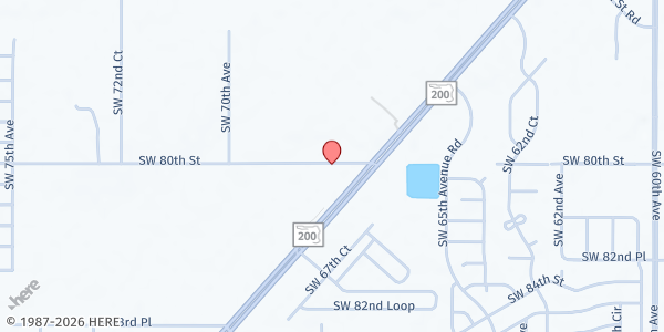 Map showing Christ's Church of Marion County at 6768 SW 80th Street, Marion County, FL