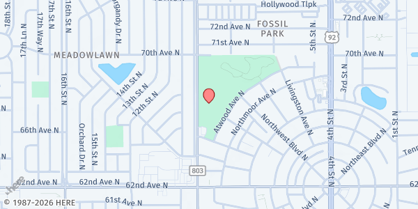 Map showing Willis S. Johns Center at 6635 Doctor Martin Luther King Junior Street North, Meadowlawn, FL