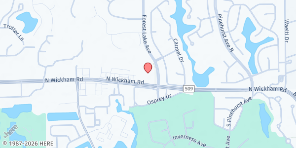 Map showing Advent Lutheran Church Food Bank at 7550 N. Wickham Road, Melbourne, FL