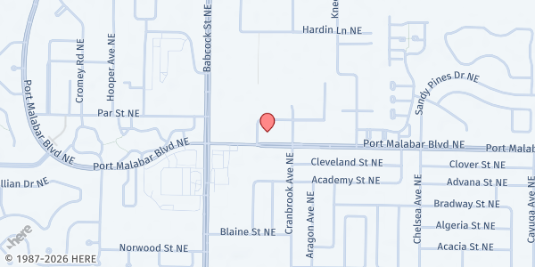 Map showing Bethel Abundant Life Ministries at 1081 Port Malabar Blvd. N.E., Melbourne, FL