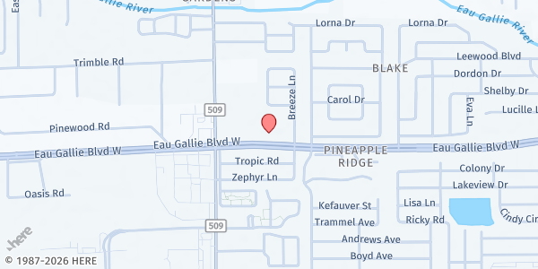 Map showing Emmanuel UMC at 2800 W. Eau Gallie Blvd., Melbourne, FL