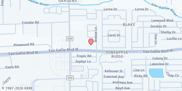 Map showing Emmanuel United Methodist Church - Genesis Pantry at 2800 W. Eau Gallie Blvd., Melbourne, FL