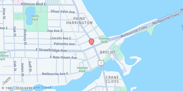 Map showing His Place Ministries at 1824 S. Harbor City Blvd., Melbourne, FL