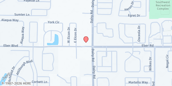 Map showing Melbourne Spanish SDA Church at 3950 Dairy Rd., Melbourne, FL