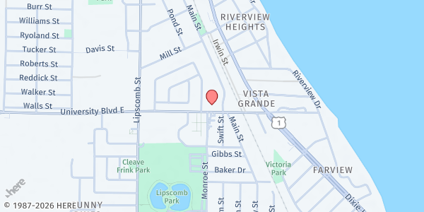 Map showing New Life Restoration Ministries at 1312 E University Blvd, Melbourne, FL