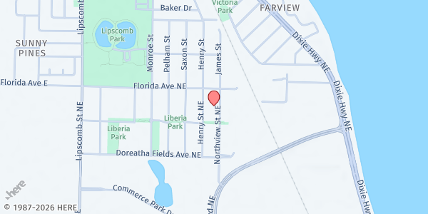 Map showing Pentecostal Church of the Living God at 2246 Northview Street NE, Melbourne, FL
