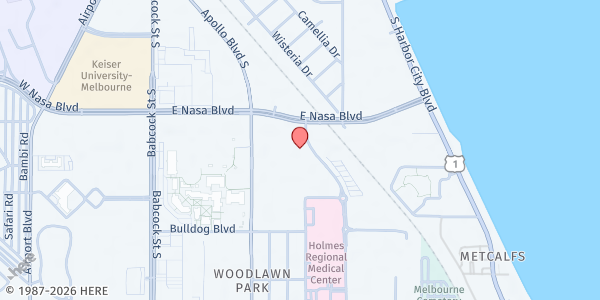 Map showing Salvation Army Melbourne Social Services at 1080 S. Hickory Street, Melbourne, FL