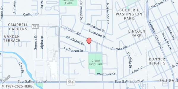 Map showing Wholeness To Freedom Ministries at 1619 Ferndale Ave., Melbourne, FL
