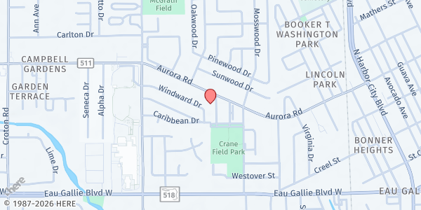 Map showing Wholeness to Freedom Ministries Food Pantry at 1608 League Ave, Melbourne, FL