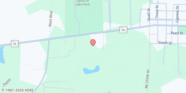 Map showing The Worship Center of Melrose at 24715 SR 26, Melrose, FL