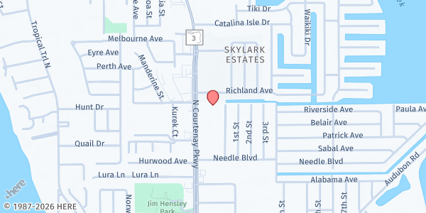 Map showing East Coast Christian Center at 680 N. Courtenay Pkwy., Merritt Island, FL
