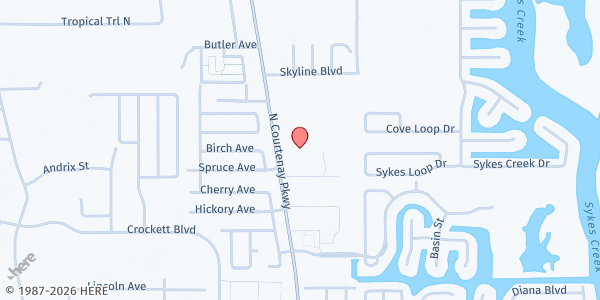 Map showing St. Vincent De Paul, Divine Mercy - Main Distribution Center at 1940 North Courtenay Pkwy., Merritt Island, FL