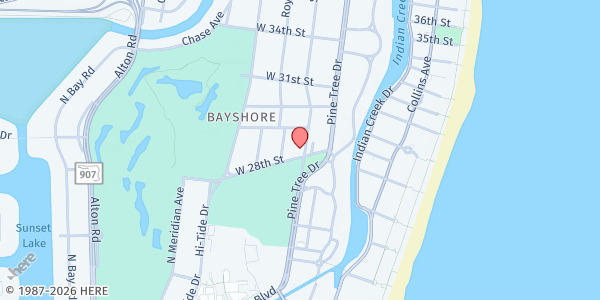 Map showing Iglesia Bautista Poder de Dios at 405 W. 28th St., Miami Beach, FL