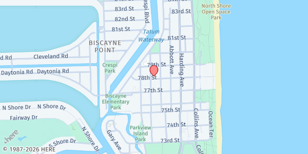 Map showing Miami Beach First Spanish SDA Church at 7801 Carlyle Ave., Miami Beach, FL