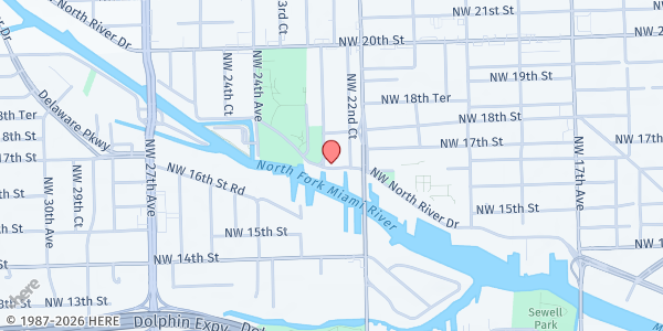 Map showing Allapattah Community Action at 2257 NW N. River Dr., Miami, FL