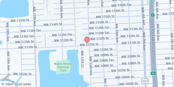 Map showing Allen Chapel AME Church at 1201 NW 111th St, Miami, FL