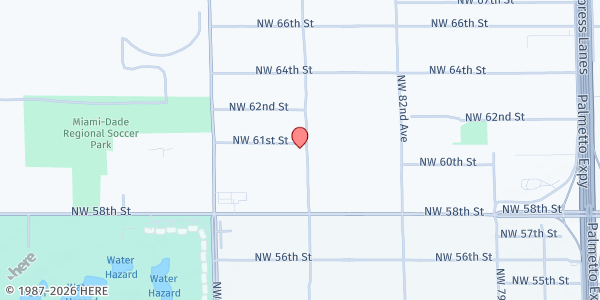 Map showing Centro Comunitario AFE Miami at 6090 NW 84th Ave, Miami, FL