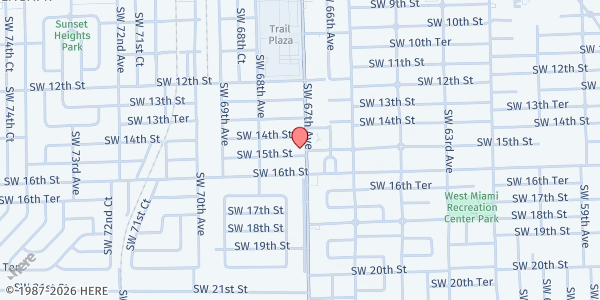 Map showing Comunidad de Cristo at 1490 SW 67th Ave, Miami, FL