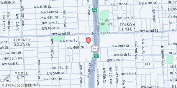 Map showing Curley's House at 6025 NW 6th Ct, Miami, FL